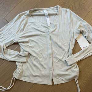 NWT Side-Cinch Ribbed Cardigan Lululemon Light Beige "Bone"  Size 10